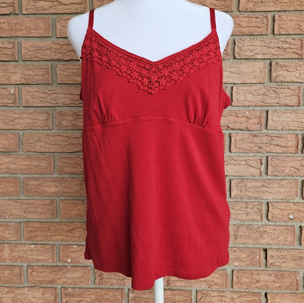 Lands' End Red Lace Trim Women's Top Size L - Picture 9 of 9